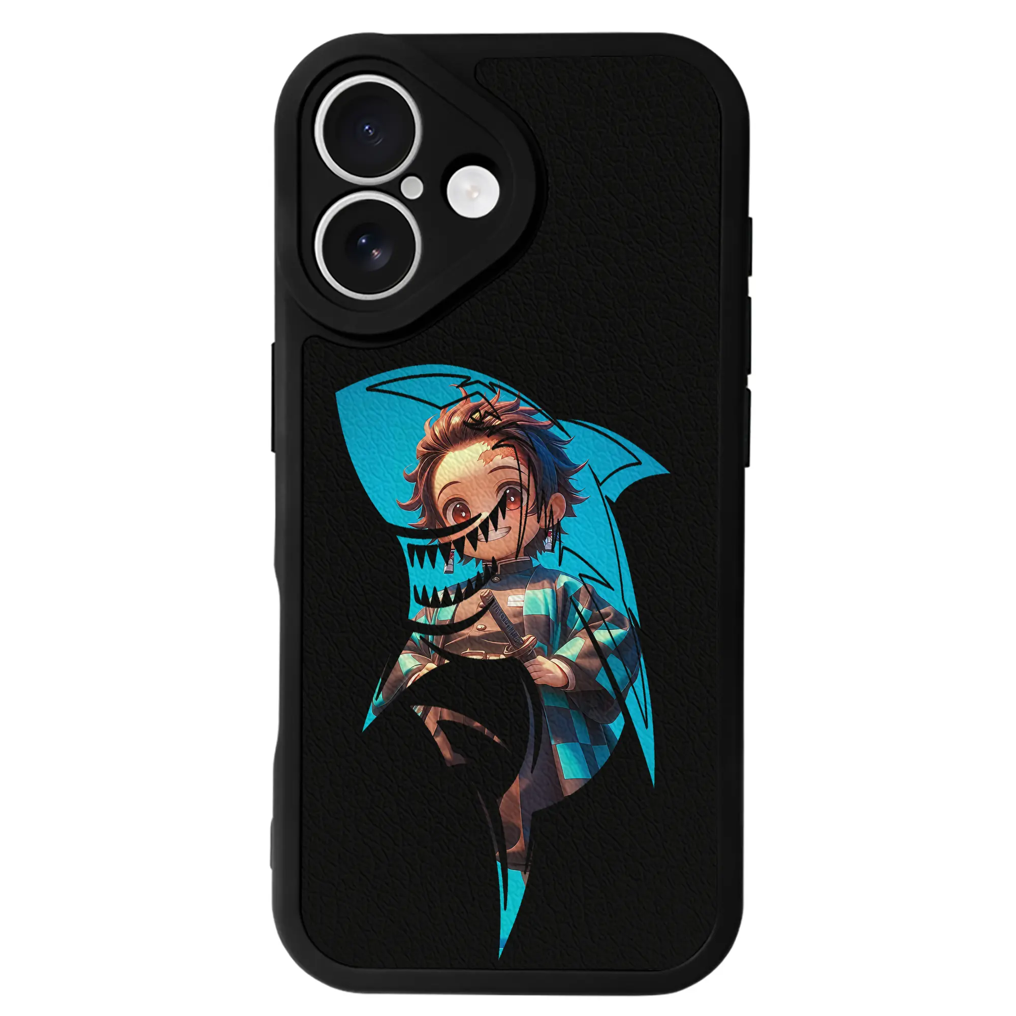 鬼滅の刃 グッズ,竈門 炭治郎 - IPhone 16シリーズ対応 ・ シリコンスマホケース ・ レザー調 ・ 高精度フィット ・ 耐衝撃 ・ ワイヤレス充電対応 ・ 精密カット